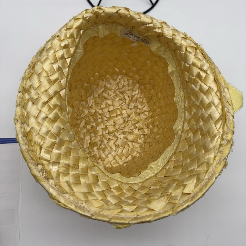 Vintage 1960s Ladies Union Made Straw Hat with Yellow Bow - Picture 7 of 8